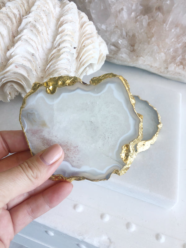 Natural Agate Geode Crystal Quartz Coasters Housewarming Gift for him & Her