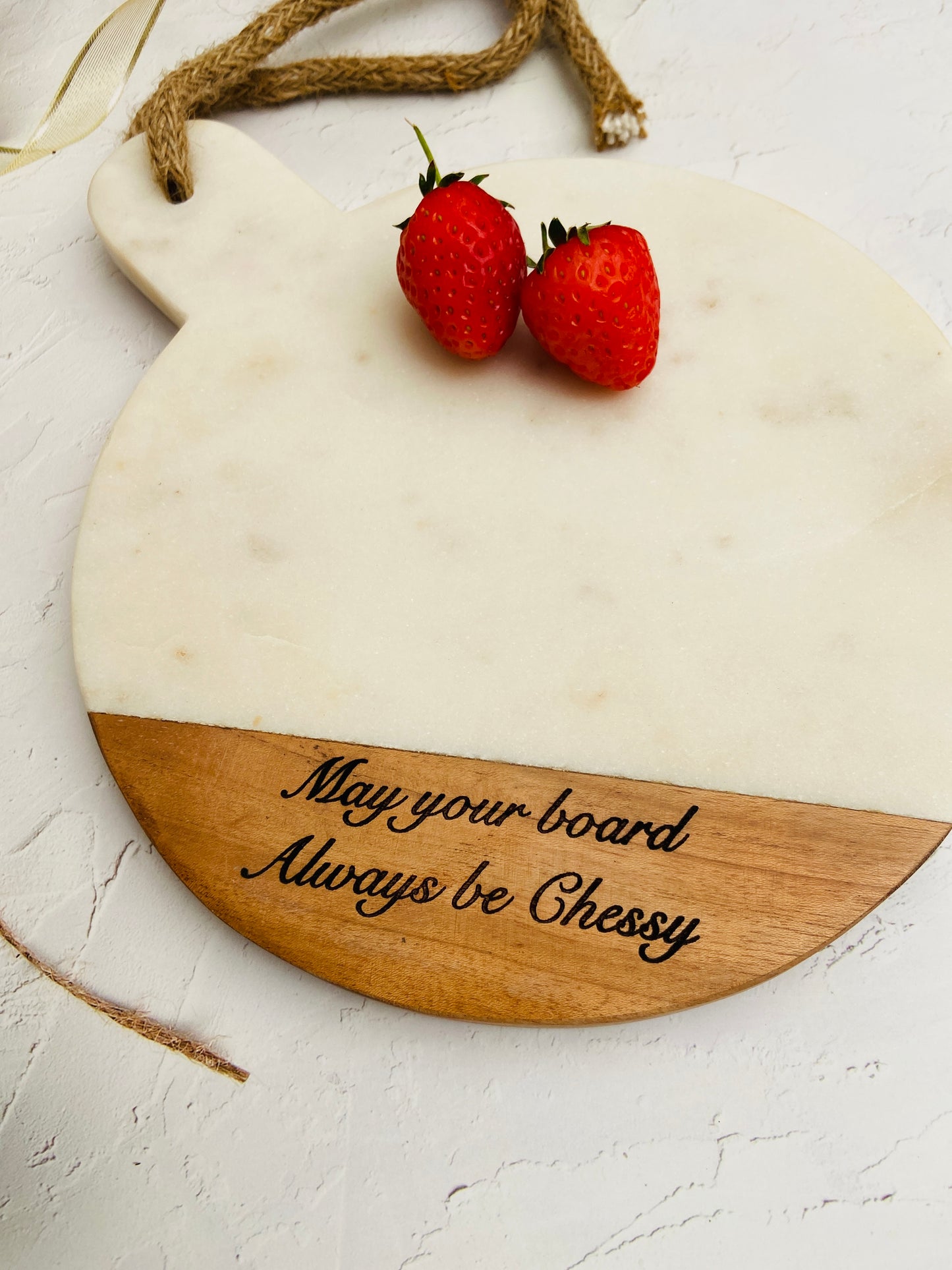 Personalised / Engraved Marble & Wood Cheese Board