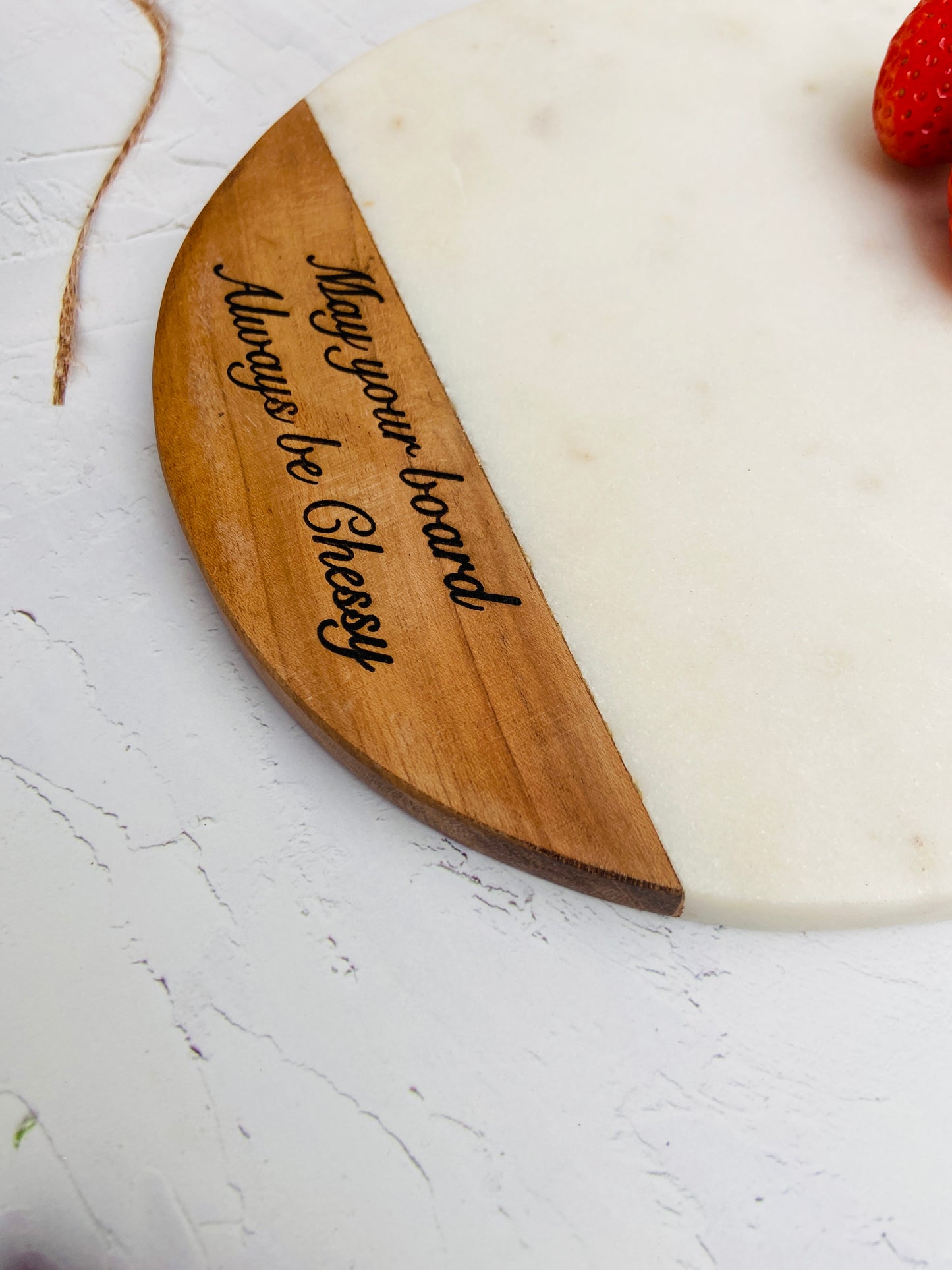 Personalised / Engraved Marble & Wood Cheese Board