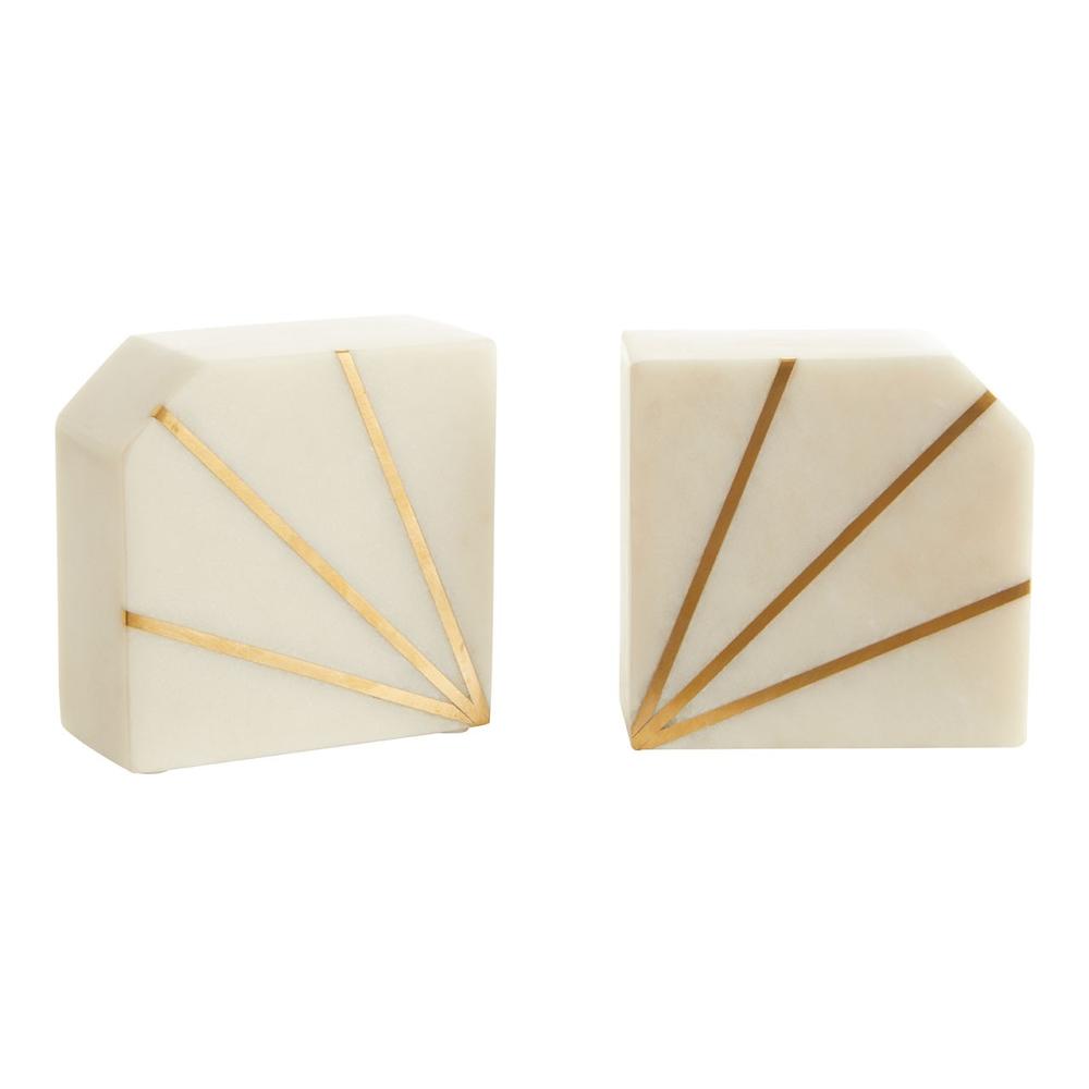 White Marble Brass Inlay Bookends I Books I Book Lover I Gift I Home I Living Room I Decor